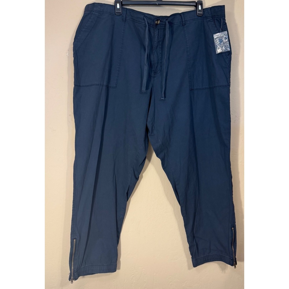 Sonoma Jogger Pants Women 3X GrayBlue Mid Rise Utility Ankle Zip NEW